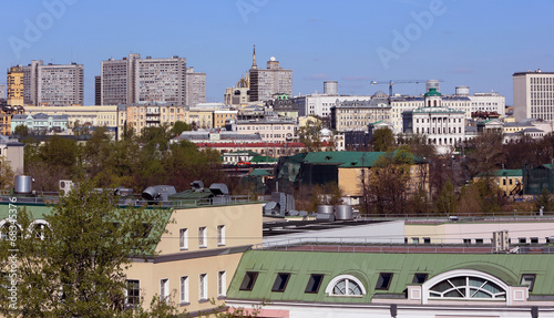 Москва с высоты птичьего полета. Панорама.