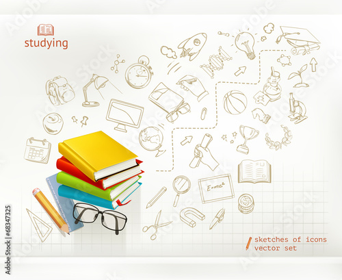Studying and education infographics vector