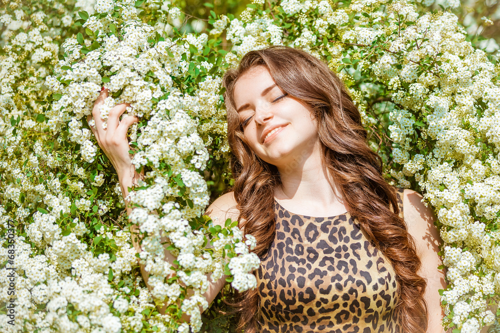 portrait of the rural girl in flowers portrait of the rural girl in flowers