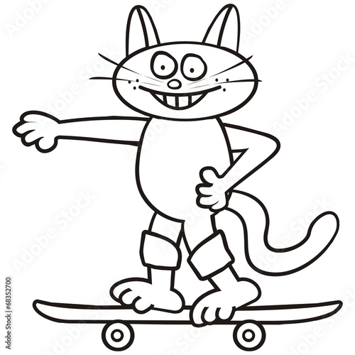 Tomcat and skateboard,coloring book