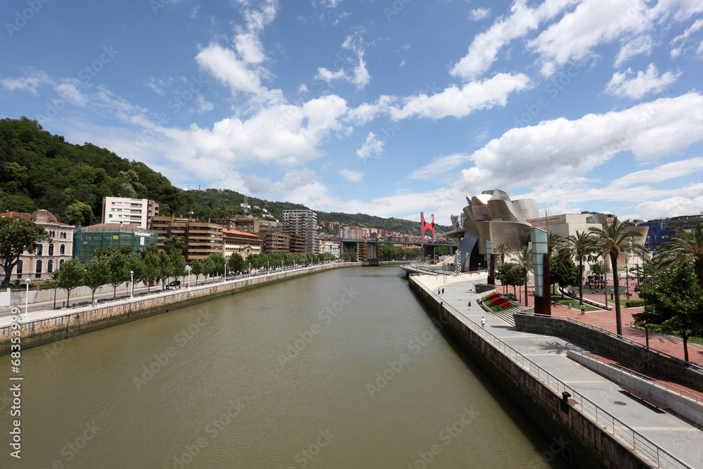 River Nervion in the city of Bilbao. Spain