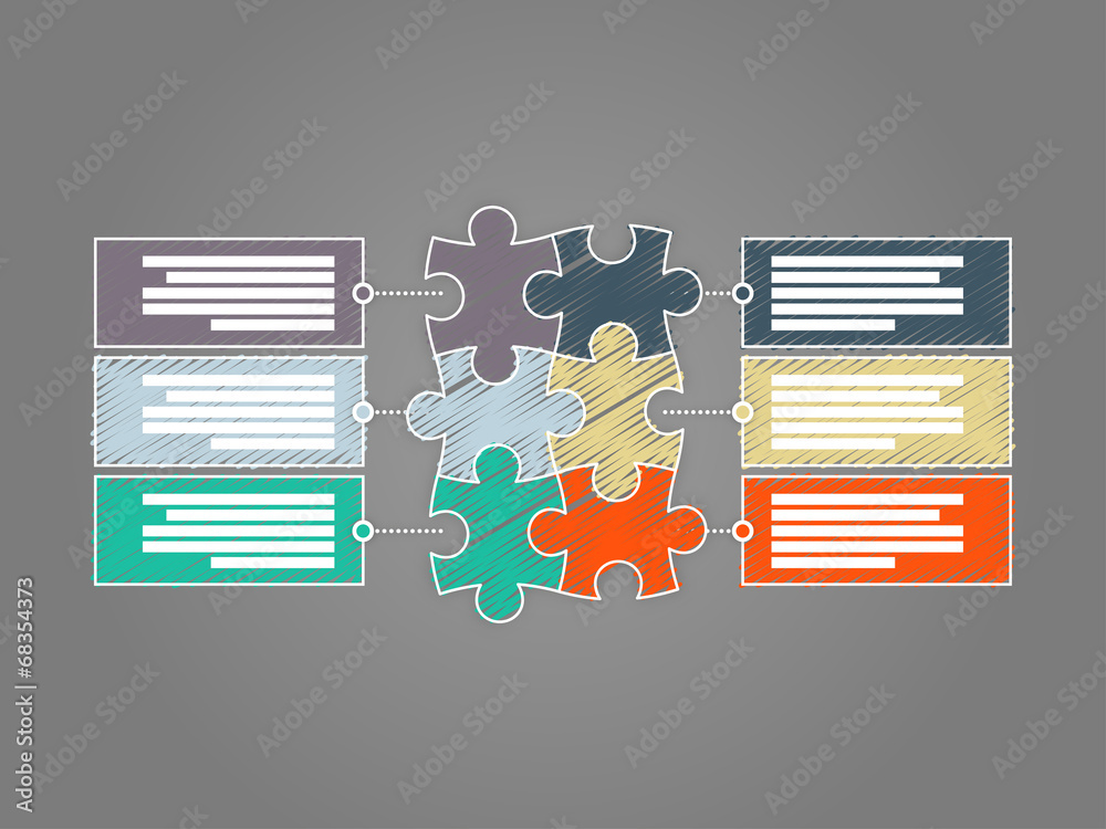 Colorful six piece puzzle presentation infographic template Colorful six piece puzzle presentation infographic template