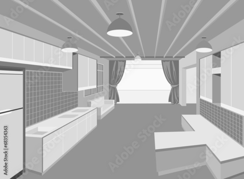 Kitchen room scene,home interior gray color background