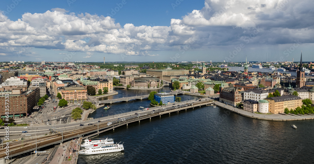 Obraz premium Showing the district of Gamla Stan, Stockholm, Sweeden