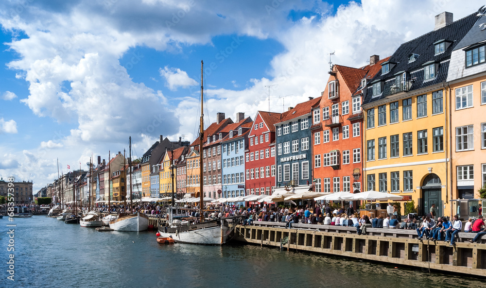 Crowds at Nyhavn, Copenhagen, Denmark
