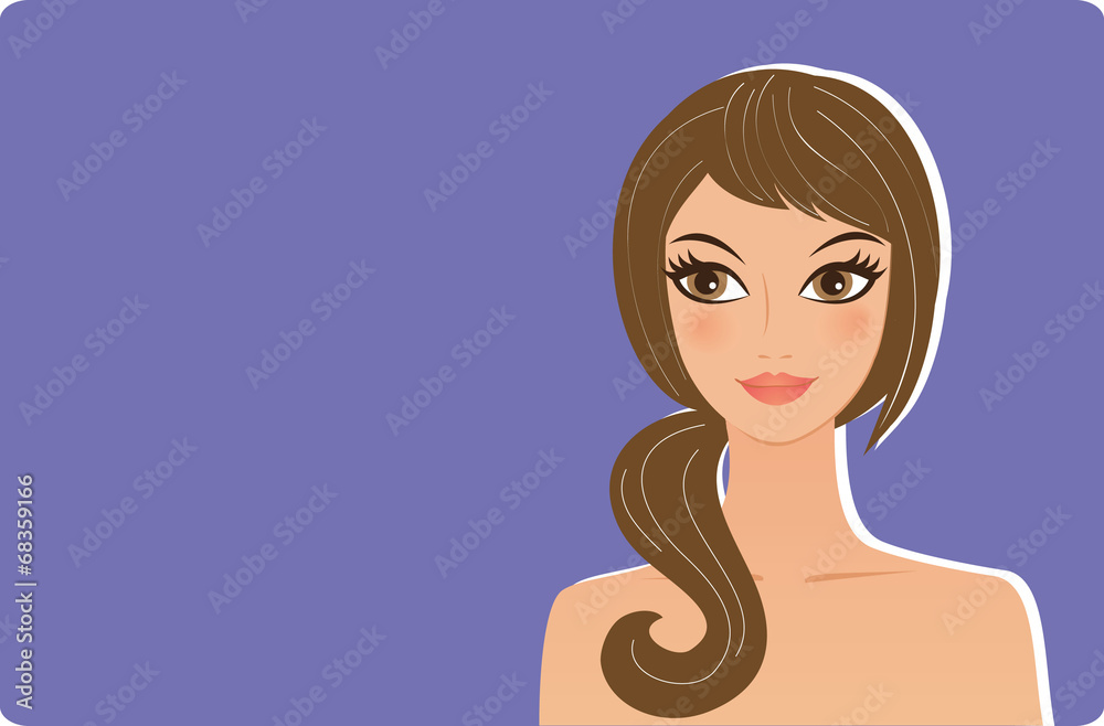 Beautiful woman with a purple copy space Beautiful woman with a purple copy space