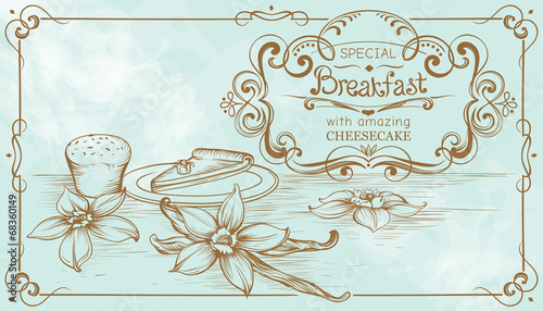 Drawing Vintage Banner on Bakery and Frames for Cafe