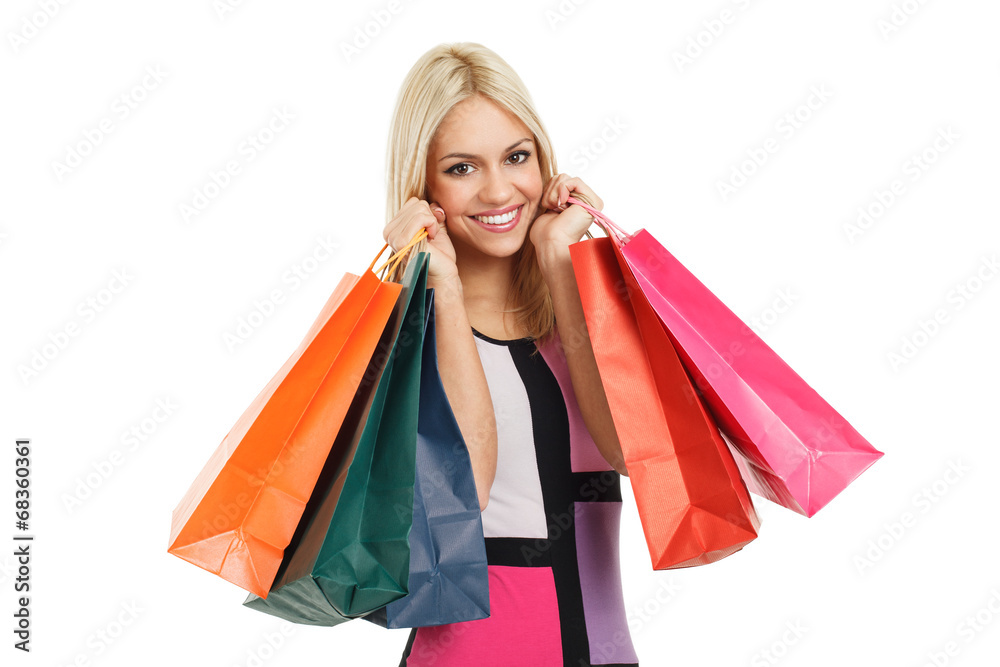 Beautiful blonde with shopping bags Beautiful blonde with shopping bags