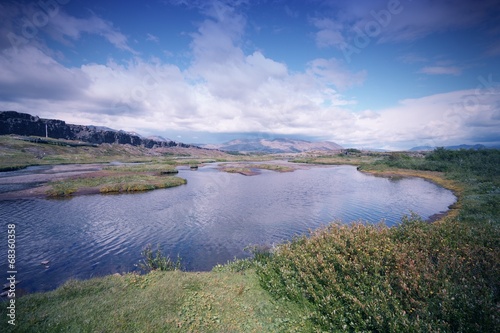 Thingvellir  Iceland. Cross processed color tone.