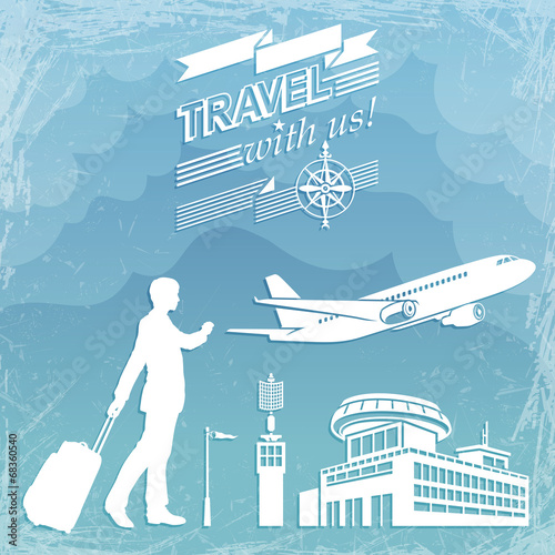 Contours on Flight and Travel in Grunge Style