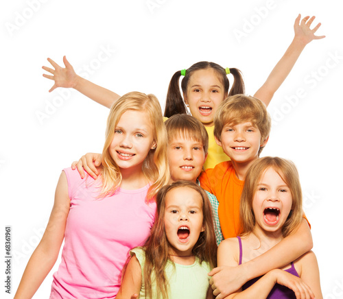 Group shoot of a six funny kids