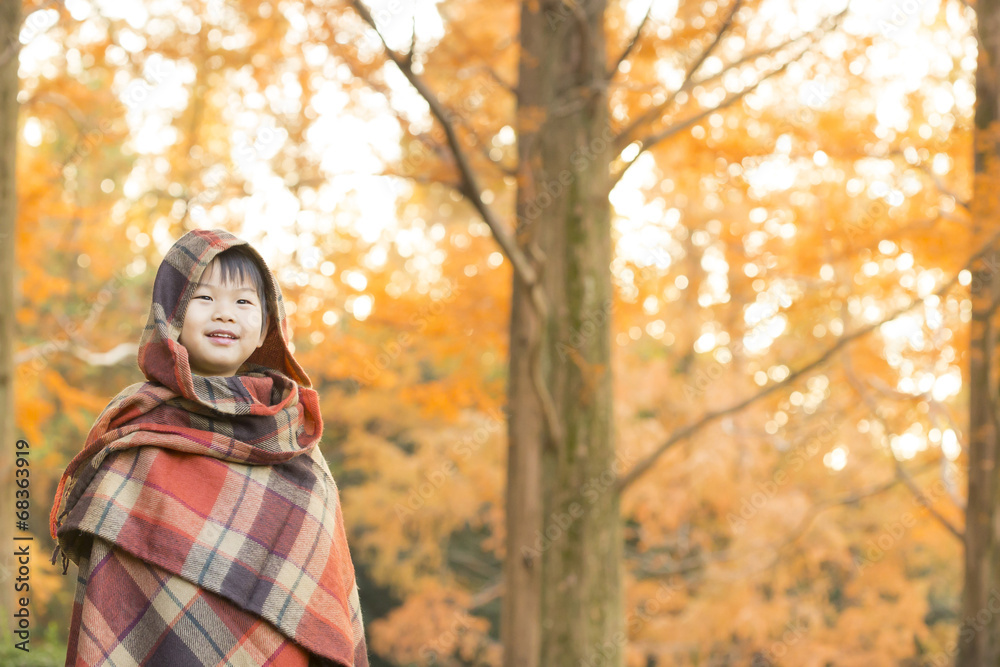 紅葉と子供 紅葉と子供