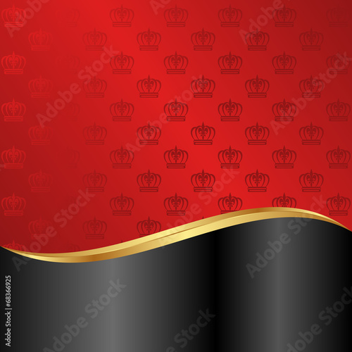 red and black background with crowns