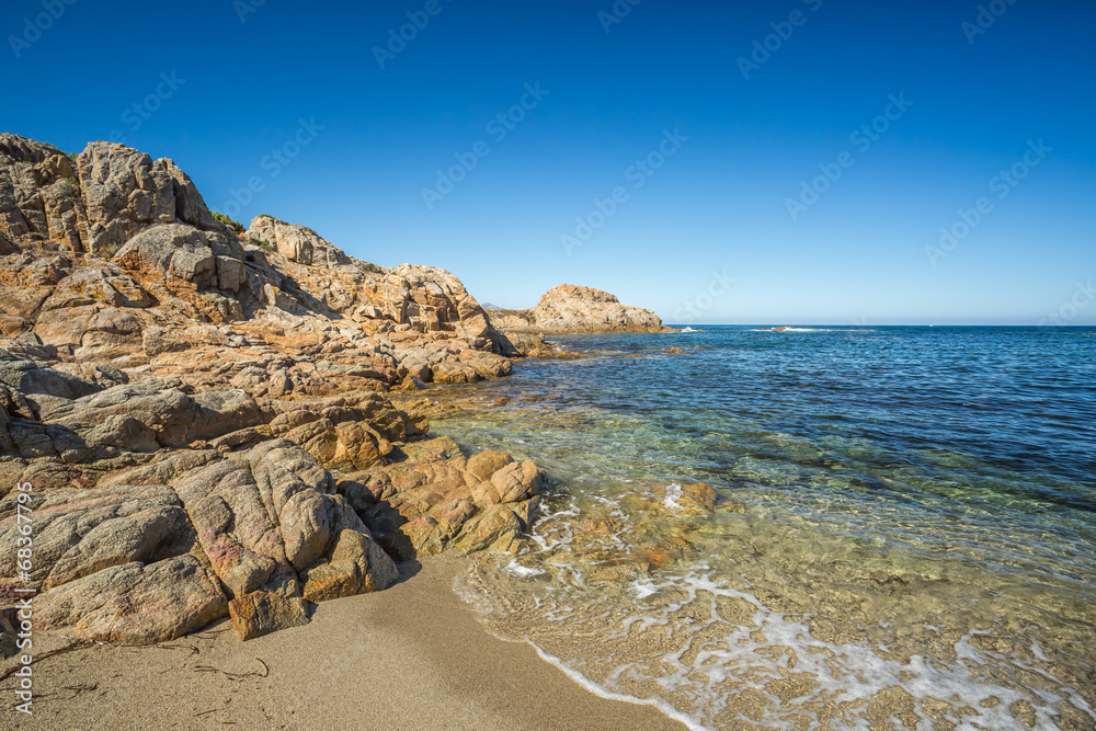 Beach and rocky coastline of north Corsica