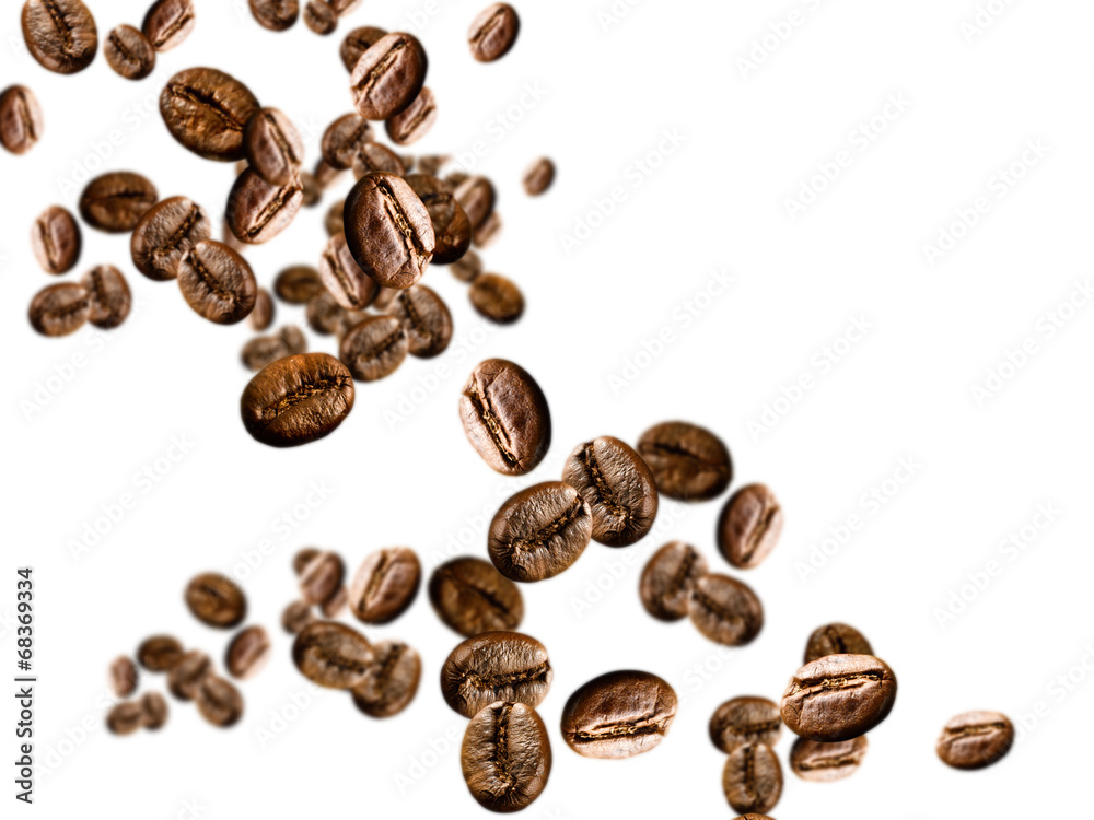 Obraz premium chicchi di caffe' su fondo isolato