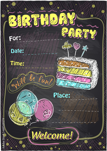 Birthday party chalkboard design.
