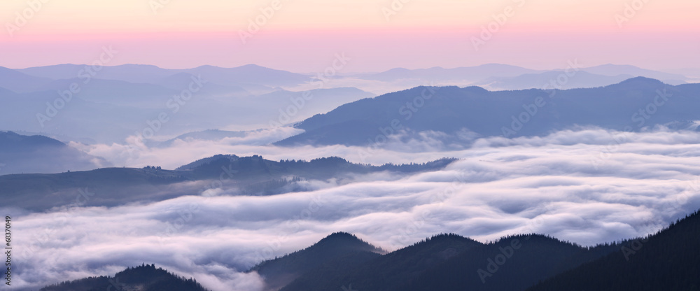 Carpathian mountains ridge panorama