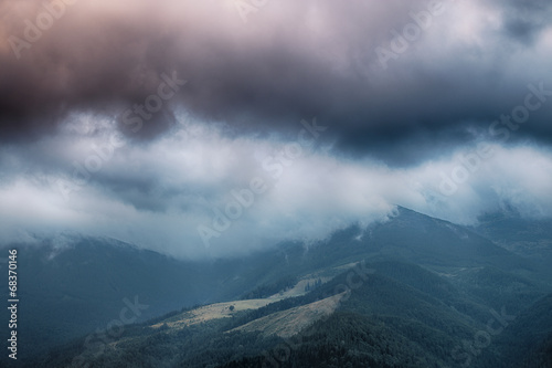 Carpathian mountains before rain