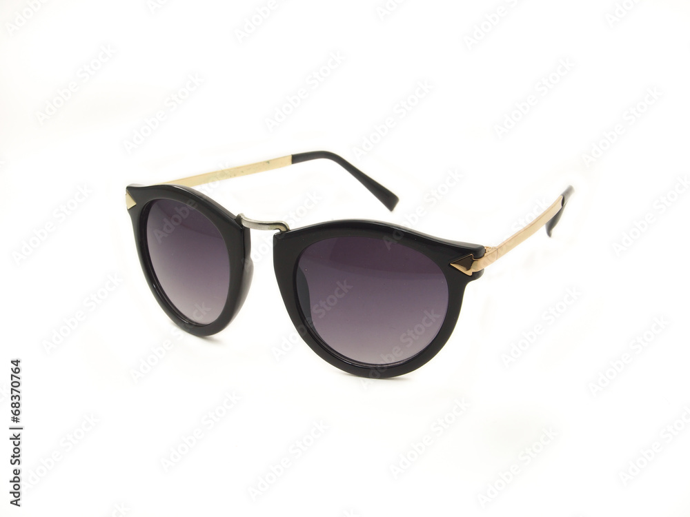 Isolated picture on white background of lady sunglasses with unique arrow shape legs