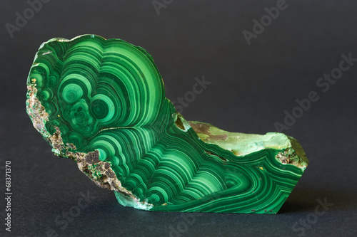 Obraz na płótnie Polished malachite from the Congo. 13cm long.