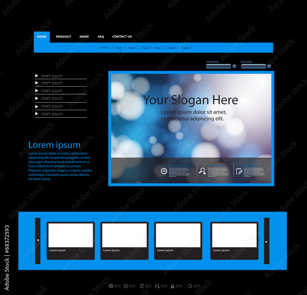 Blue Website Template, easy all editable