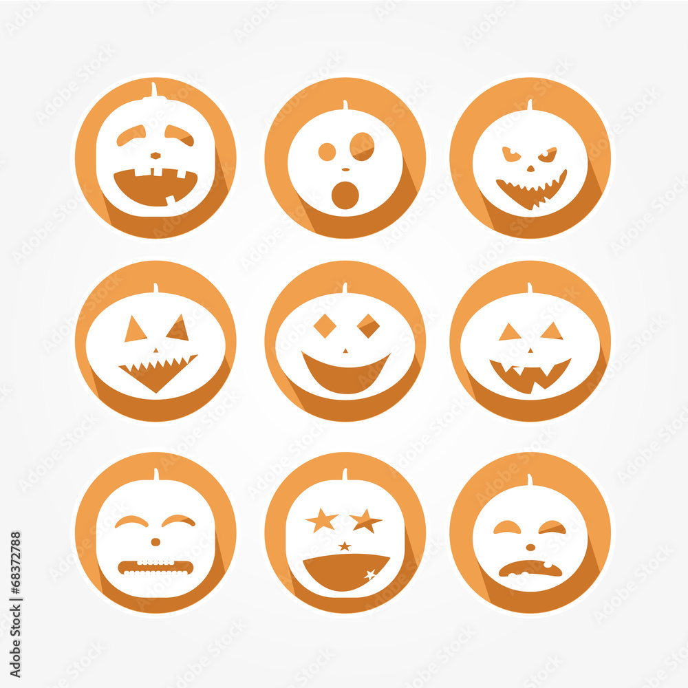 Icons Set of Halloween with pumpkins funny Icons Set of Halloween with pumpkins funny