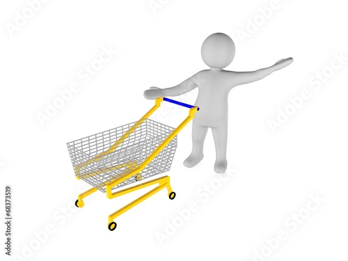 3d man with shopping trolley © G3D Studio