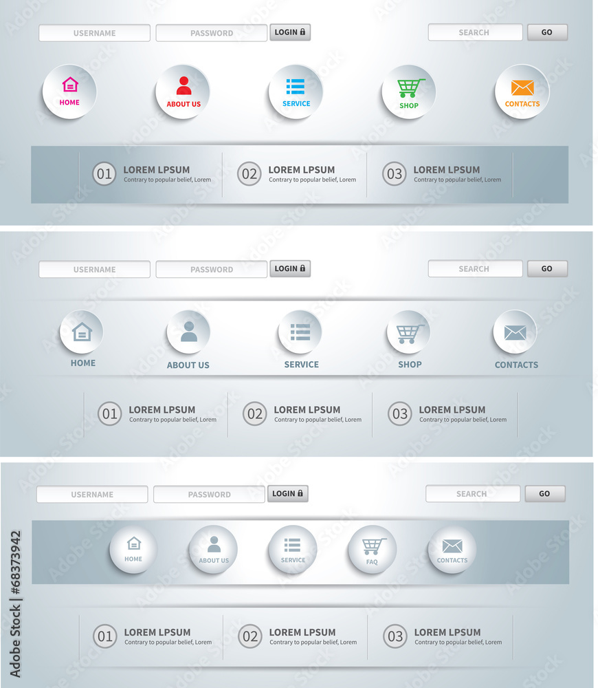 web site template. navigation element. navigation menu bar.