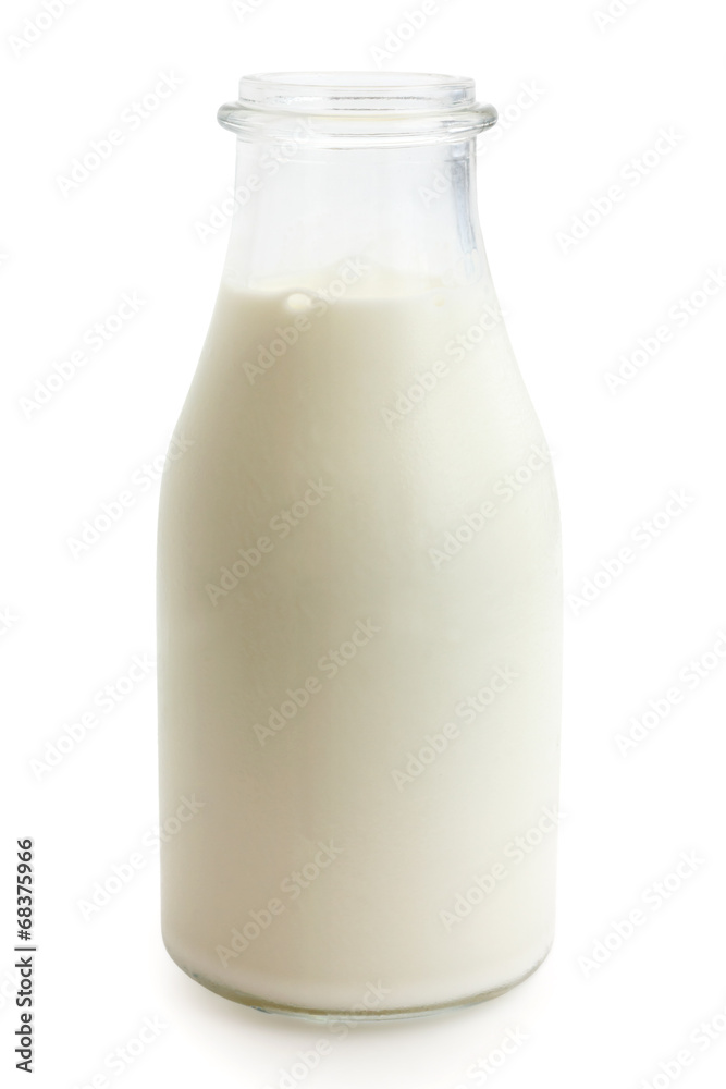 Retro glass bottle of fresh milk. With clipping path. Retro glass bottle of fresh milk. With clipping path.