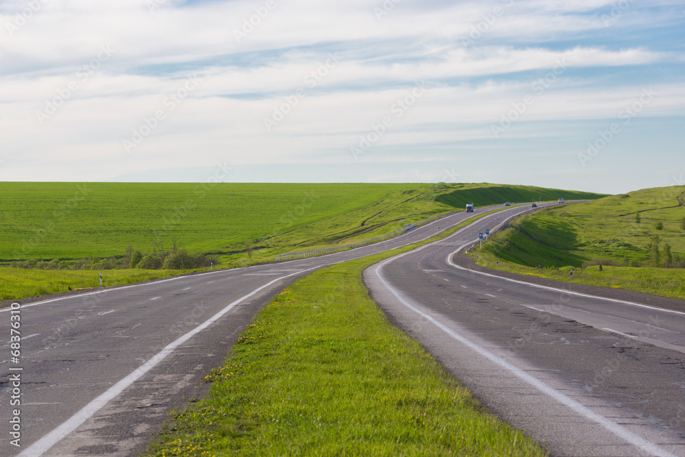 Driving on an empty road