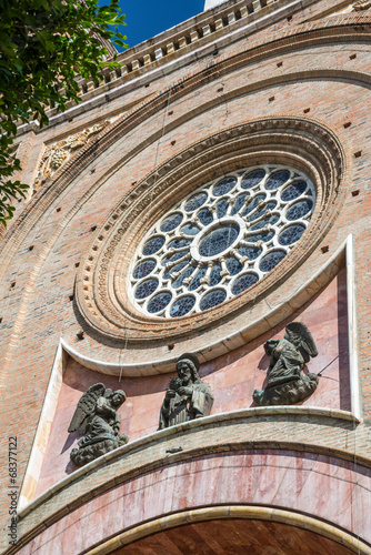 Detail of the frontal facade of a Cathedral