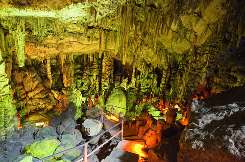 Stalagmites in the Psychro Cave on the Crete island, Greece. photo