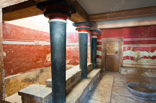 Throne Room at Knossos palace on the island of Crete. photo