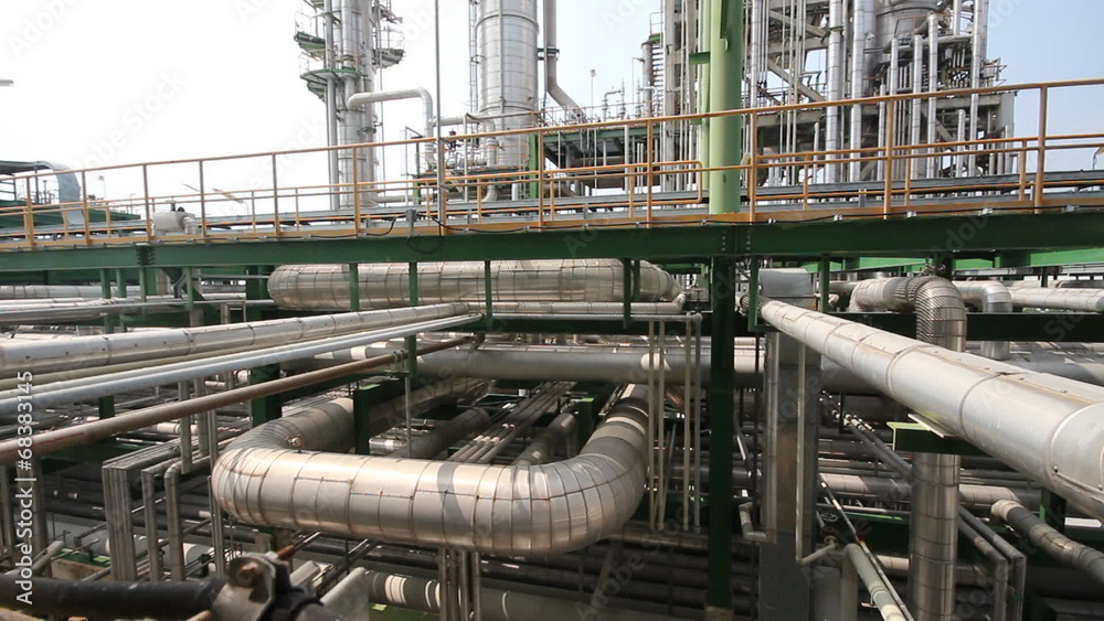 Pipe line in industrial plant, Panning video Pipe line in industrial plant, Panning video