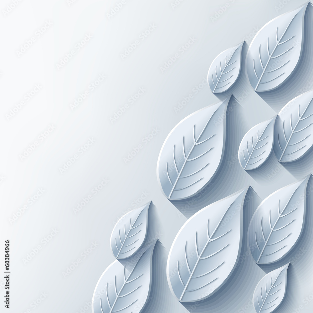 Abstract background with stylish gray 3d leaf