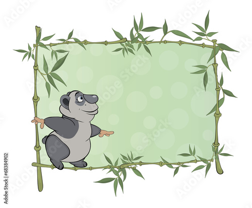 panda with blank sign cartoon