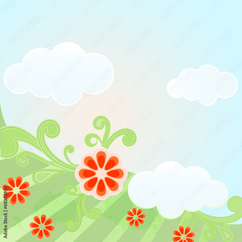 Abstract spring vector background with flowers Abstract spring vector background with flowers