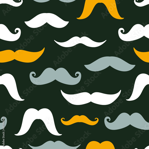 Fun silhouette mustaches seamless pattern background