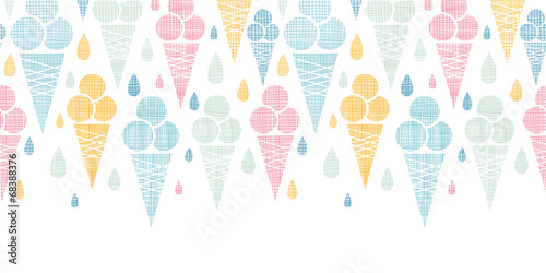 Ice cream cones textile colorful horizontal seamless pattern