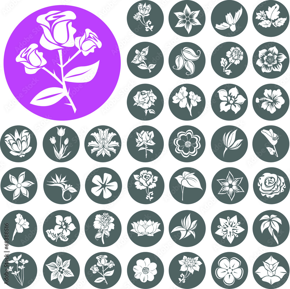 Flower Icons Set. Illustration eps10