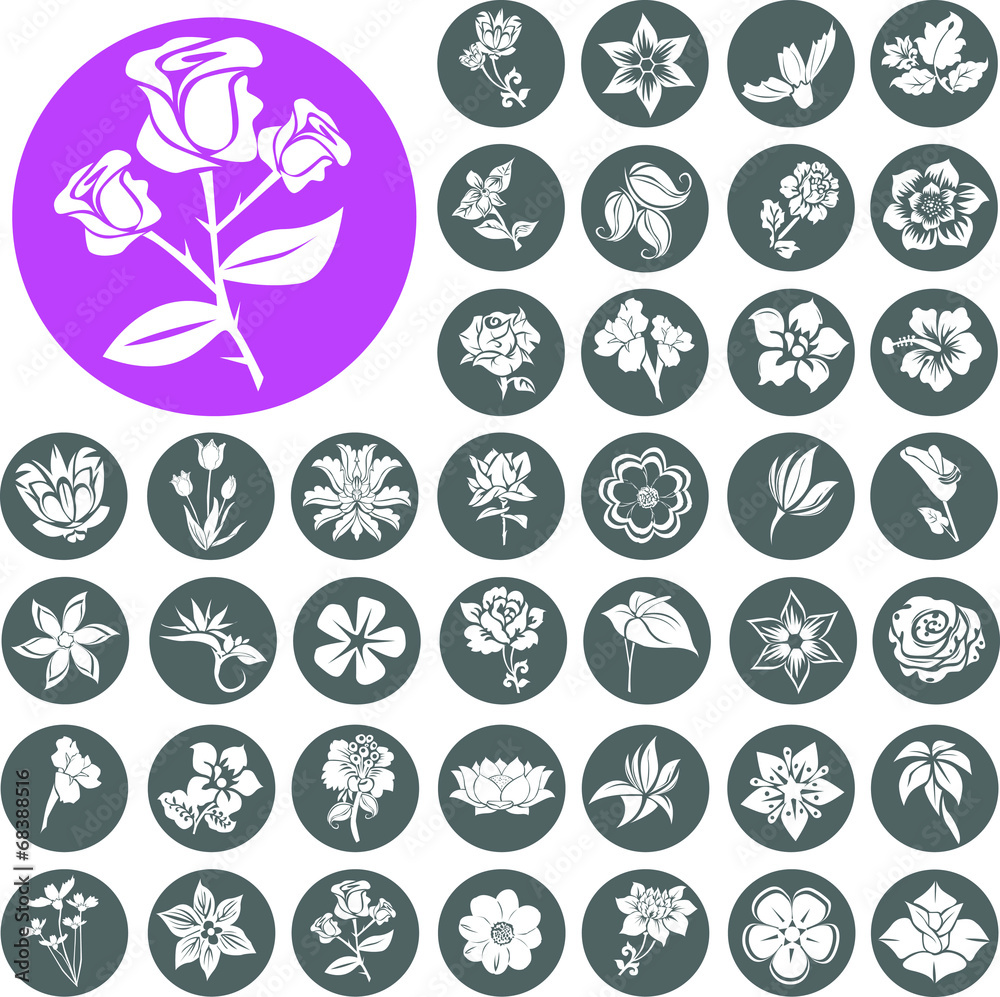 Flower Icons Set. Illustration eps10 Flower Icons Set. Illustration eps10