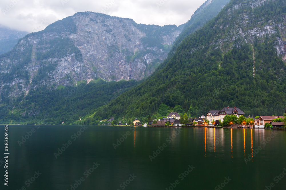 Hallstatter Lake in Alps mountains, Austria