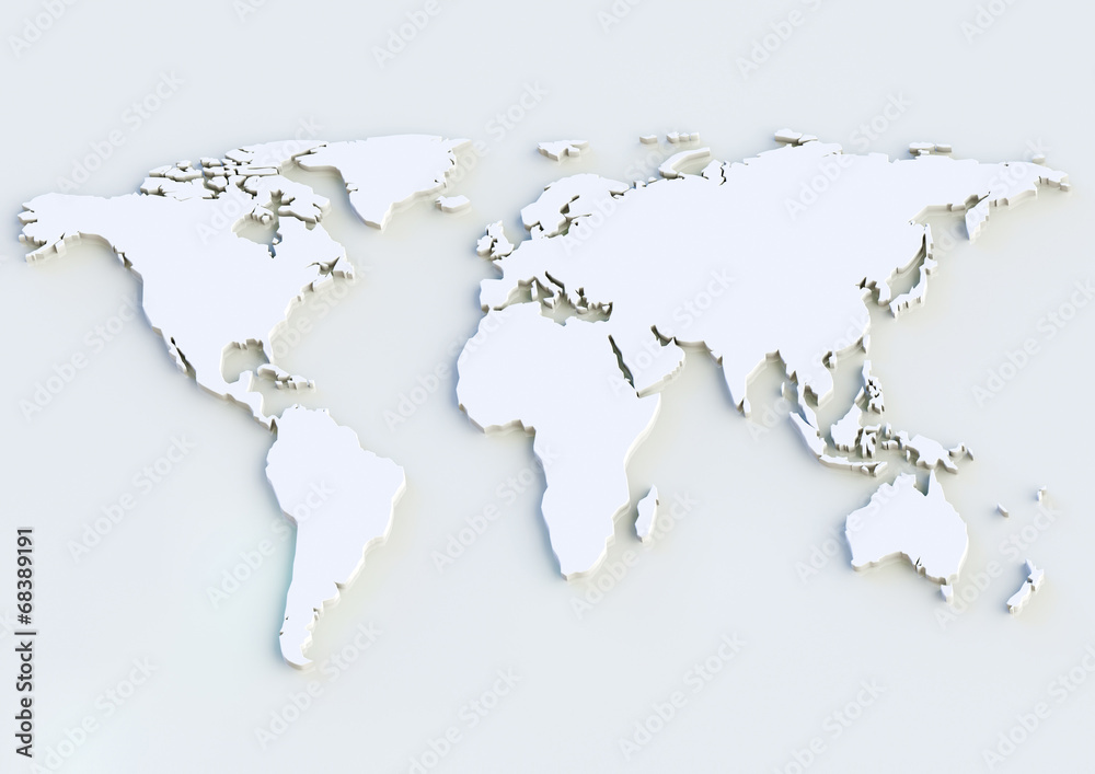 Fototapeta premium Mapa świata 3D - Mapa świata 3D