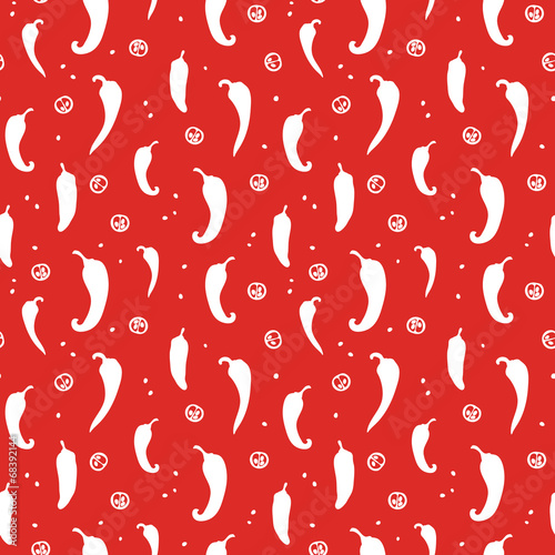 Chili peppers red seamless pattern background