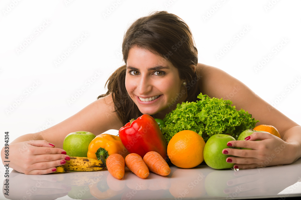 Young healthy girl holding her vegetables Young healthy girl holding her vegetables