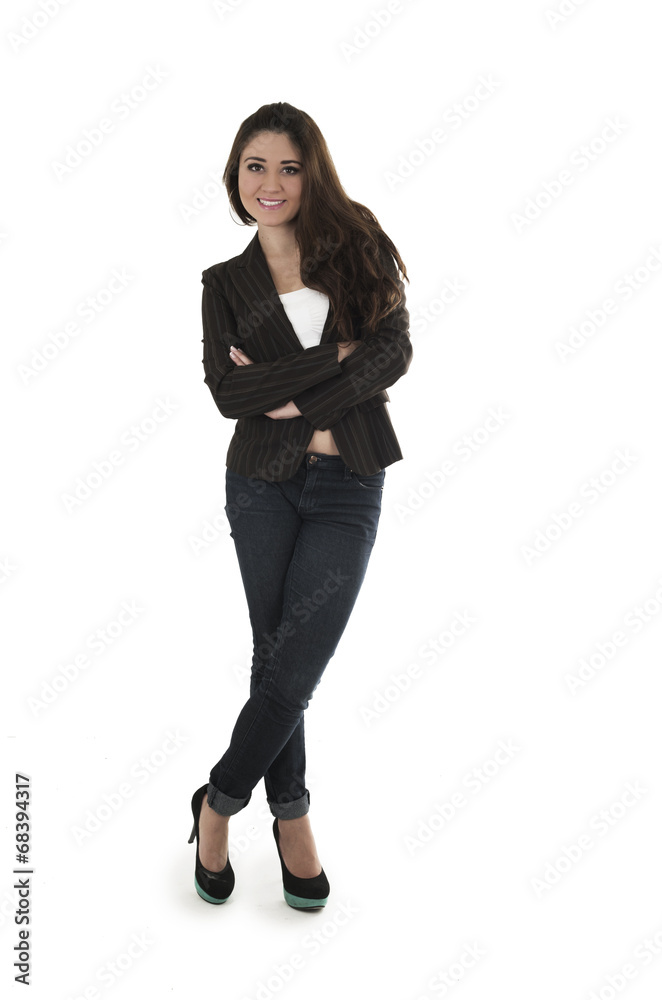 Fullbody shot of casual young beautiful brunette girl posing Fullbody shot of casual young beautiful brunette girl posing