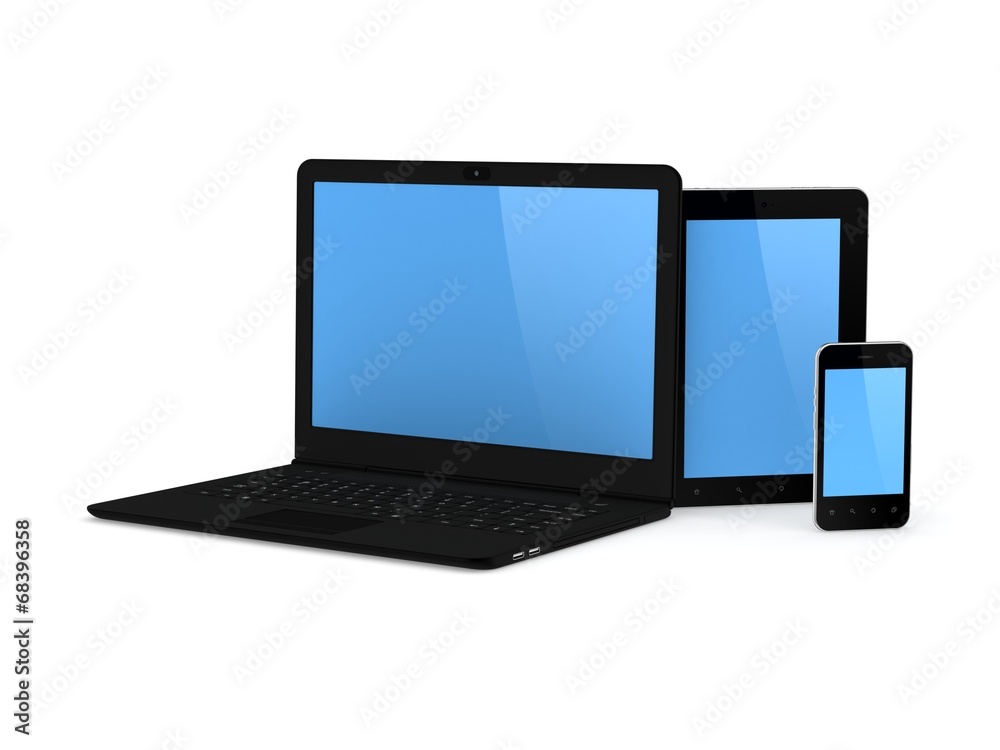 Notebook, cellphone and tablet PC. Notebook, cellphone and tablet PC.