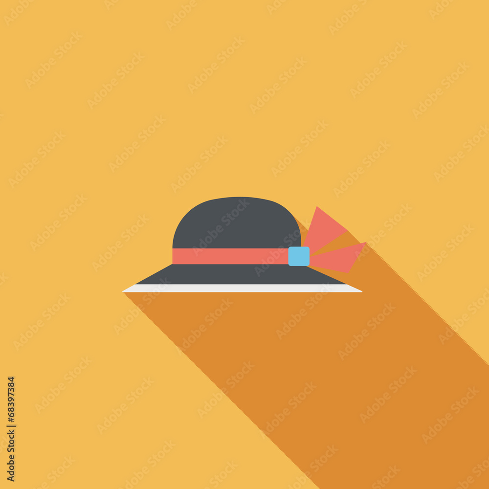Women hat flat icon with long shadow Women hat flat icon with long shadow