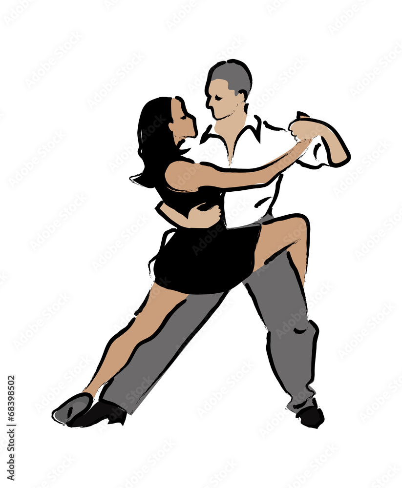 Abstract vector illustration of dancing couples