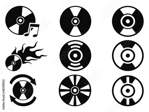 black cd icons set